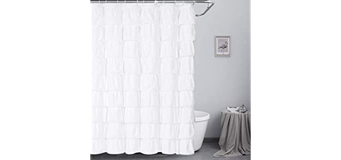 Ameritex Soft - Polyester  White Ruffle Shower Curtain