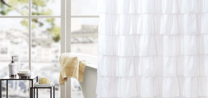 White Ruffle Shower Curtain