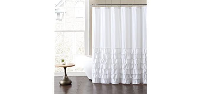 VCNY Melanie - White Ruffle Shower Curtain