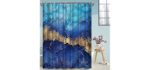 Lorie Abstract Blue - Marble Bathroom Curtains