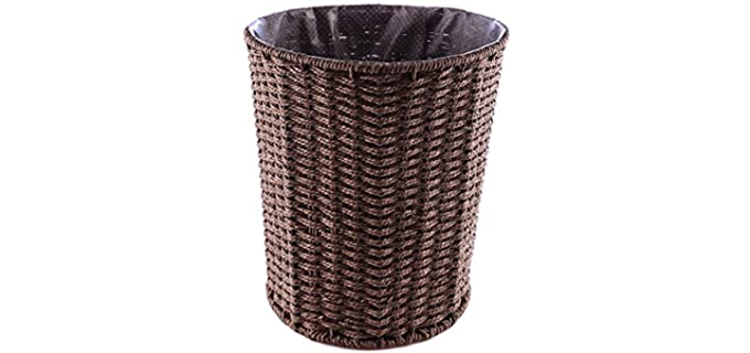 Fcoson Brown - Rattan Bathroom Waste Basket