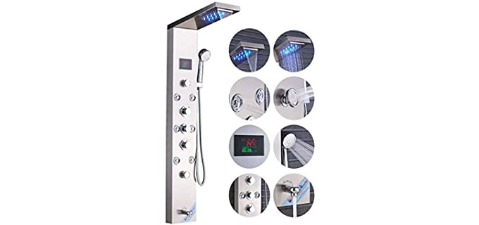 Rozin 5-Function - Waterfall Shower Panel System