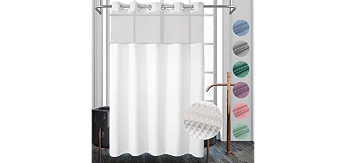 River dream Cotton Blend - White Waffle Weave Shower Curtain