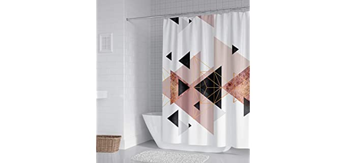 Lomelin Custom White - Geometric Marble Shower Curtain