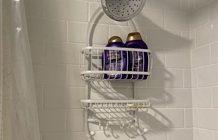 Using the elegant shower caddy from iDesign