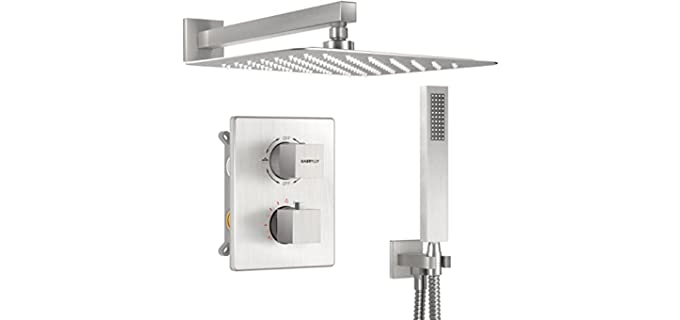 Gabrylly Thermostatic - brushed Nickel Widespread Shower Faucet