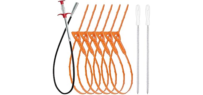 KeyFar Hair Catcher - Shower Drain Hair Remover and Cleaning Tool Set