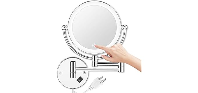 Amznevo Extendable - Extendable Shower Wall Lighted Makeup Mirror