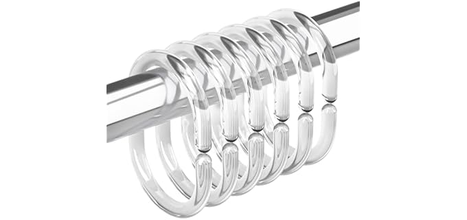 Amazer Clear - Lightweight Rustproof C-Shape Plastic Shower Curtain Rings