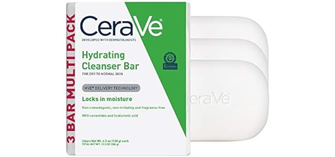 CeraVe Hydrating Cleanser Bar - Senior Skin-Friendly Moisturizing Soap for Sensitive Skin