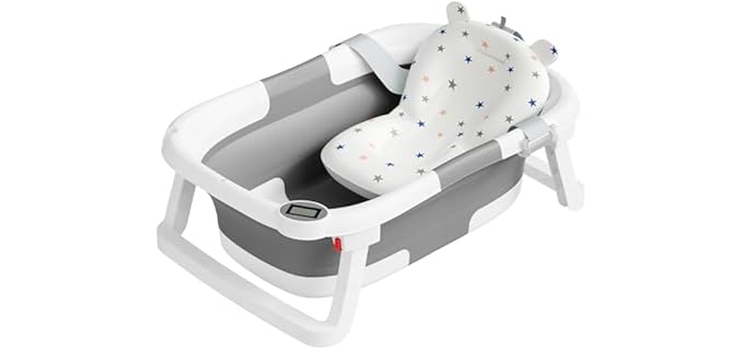Napei Collapsible - Collapsible Baby Tub with Cushion & Thermometer