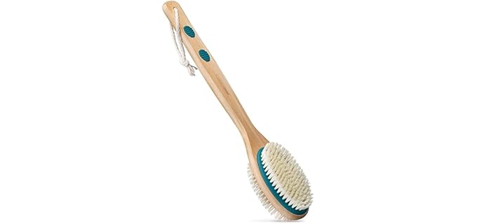MainBasics Soft Bristles - Dual-Sided Gentle Back Scrubber for Shower & Bath