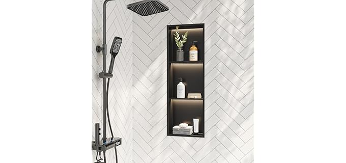 Neohomee 12V SELV Safe - Matte Black 3-Tier LED Wall-Mounted Shower Niche