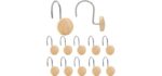 Jtdth Modern - Rustproof Wood & Metal Shower Curtain Hooks