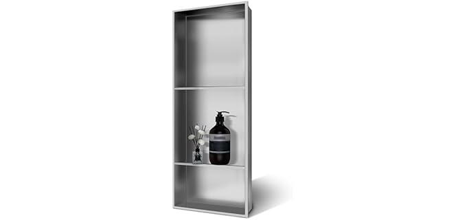 Bathfinesse Recessed - Tile-Ready Brushed Nickel Stainless Steel Shower Niche Insert