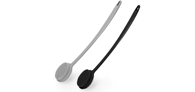 VWMYQ Rich Foam - Exfoliating Double-Sided Silicone Shower Back Scrubber