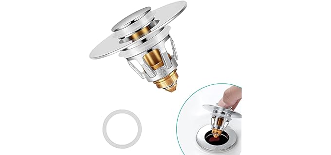Happup Basin Plug - Universal Brass Drain Stopper with Strainer