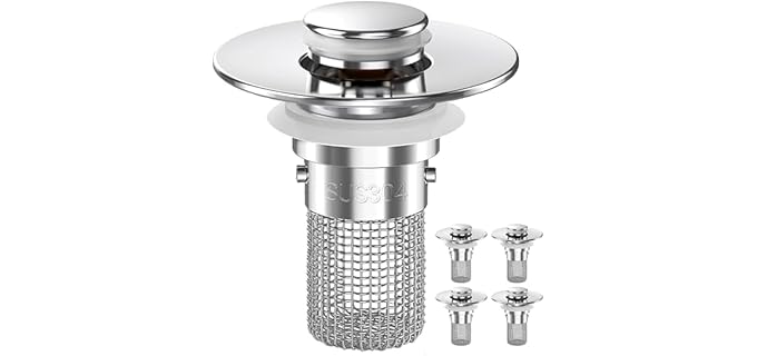 TopmeiUP Q5002 - Pop-Up Sink Stopper with Removable Hair Catcher