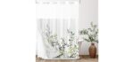 Tititex Eucalyptus - No-Hook Eucalyptus Shower Curtain with Liner