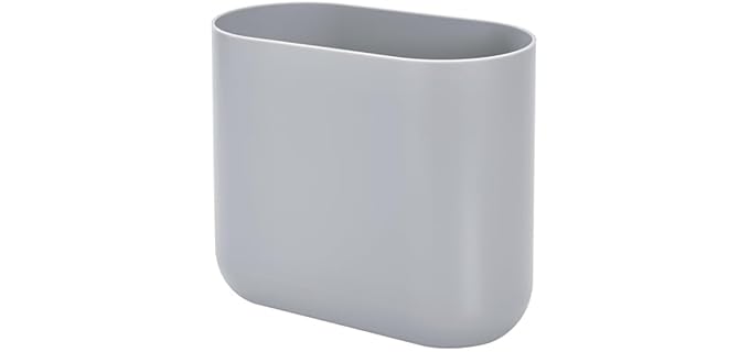iDesign Oval - Slim White Shower Trash Can with Open-Top