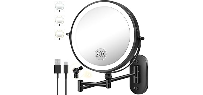 Vpu Dimmable - Wall Mounted Dimmable Shower Makeup Mirror