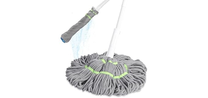 Boomjoy Long Handled - Self-wringing mop with microfiber head and scrub pad