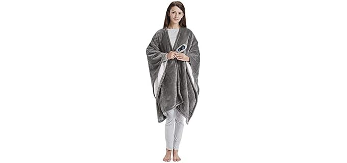 Beautyrest Shawl - Wearable Heated Wrap with Cozy Fleece
