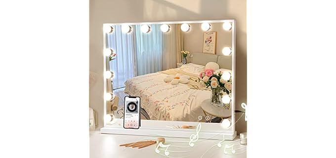 Cooljeen Hollywood - Hollywood Vanity Mirror with Bluetooth Speakers