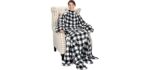 Catalonia Micro Plush - Plaid Fleece Blanket with Sleeves & Pockets