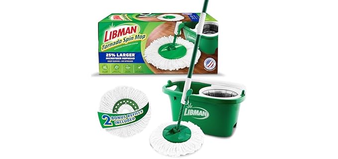 Libman Tornado - Spin Mop System with Bucket & Microfiber Heads