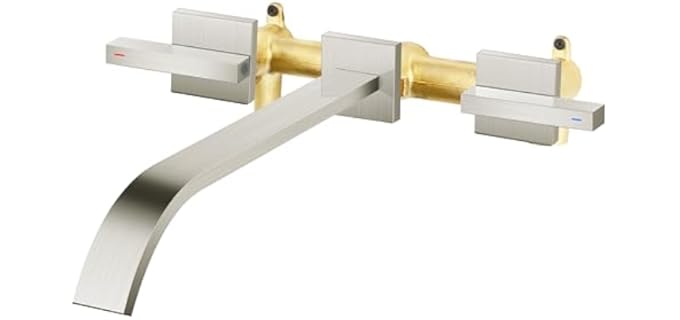 Auu Spout Rough - Wall-Mounted Brass Bathtub Faucet with Waterfall