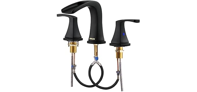 Parlos Widespread - Matte Black Widespread Waterfall Bathtub Faucet