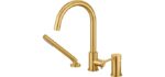 Rigobal Sprayer - Brushed Gold Deck-Mount Bathtub Faucet with Sprayer