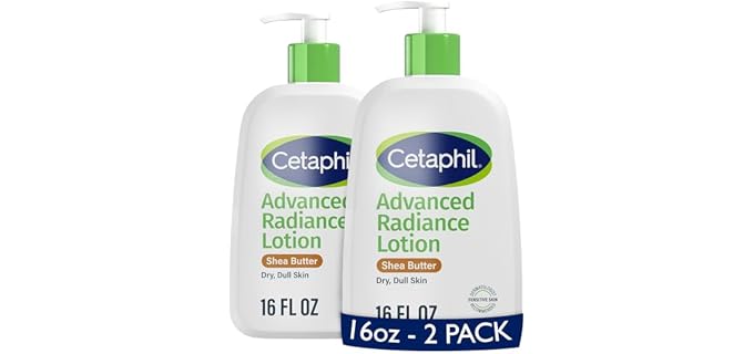 Cetaphil Advanced Radiance Body Lotion, Dry, Sensitive Skin, 16oz, 2ct | Body Lotion For Dry Skin, Fragrance Free, Hypoallergenic, Non-Comedogenic, Shea Butter, 2-Pack, Dermatologist Recommended