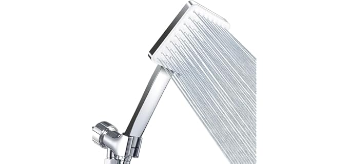 High Pressure Shower Head with Handheld - Modern Square Handheld Shower Heads - 6 Settings Detachable shower head with hose, Change Settings Much Easier Than the Twist Ones, Shower Accessories, Chrome