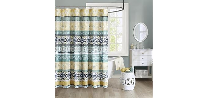 Intelligent Design Printed Cute Youth Bathroom Shower Curtain Mildew Resistant Quick Dry Modern Looking Bath-Curtain, 72x72, Arissa Green, Model Number: ID70-786