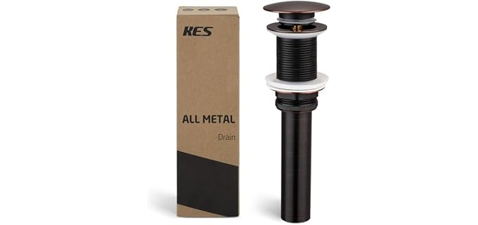 KES Bathroom Sink Drain Without Overflow Vessel Sink Lavatory Vanity Pop Up Drain Stopper Oil Rubbed Bronze, All Metal Rustproof Brass and 304 Stainless Steel, for 1.6