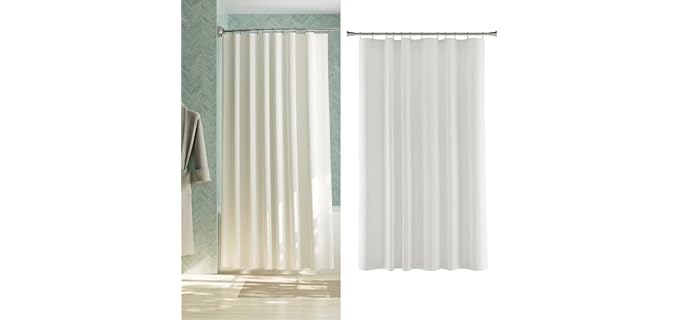 Zenna Home Fabric Shower Curtain Liner, Water Repellent Soft Microfiber Cloth Liner for Showers and Bathtubs, Washable Shower Curtain Fabric with Weighted Hem, 70 x 72 Inch, White