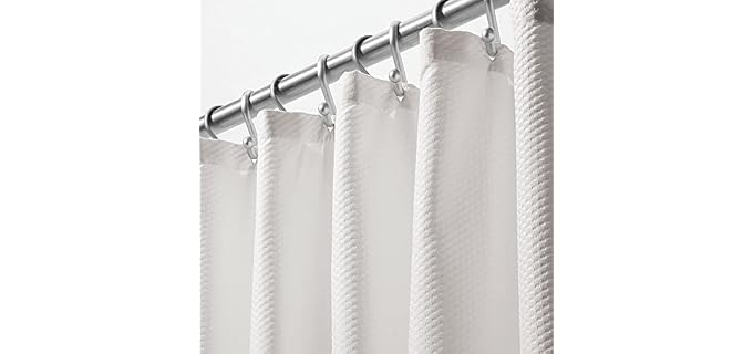 mDesign Long Soft 100% Microfiber Polyester Fabric Shower Curtain - Decorative Embossed Pattern Texture - for Bathroom Showers and Bathtubs - Easy Care, Machine Washable - 72