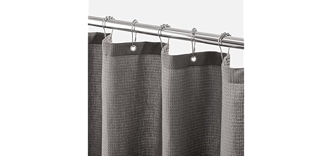 mDesign Waffle Knit Shower Curtain - Long Cotton Blend Bathroom Shower Curtain - Spa Quality, Luxury, Solid Color Cloth Shower Curtains for Bathroom - Hyde Collection, 72